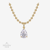 银镀18k热销项链 s925银莫桑石首饰梨形女士吊坠