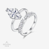 流苏套戒电镀白金色925纯银莫桑石马眼叠戴婚戒女