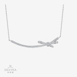 s925银莫桑石蝴蝶结个性吊坠项链