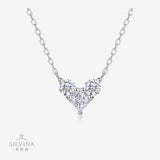 s925银莫桑石时尚吊坠项链生日礼物节日纯银女心形设计