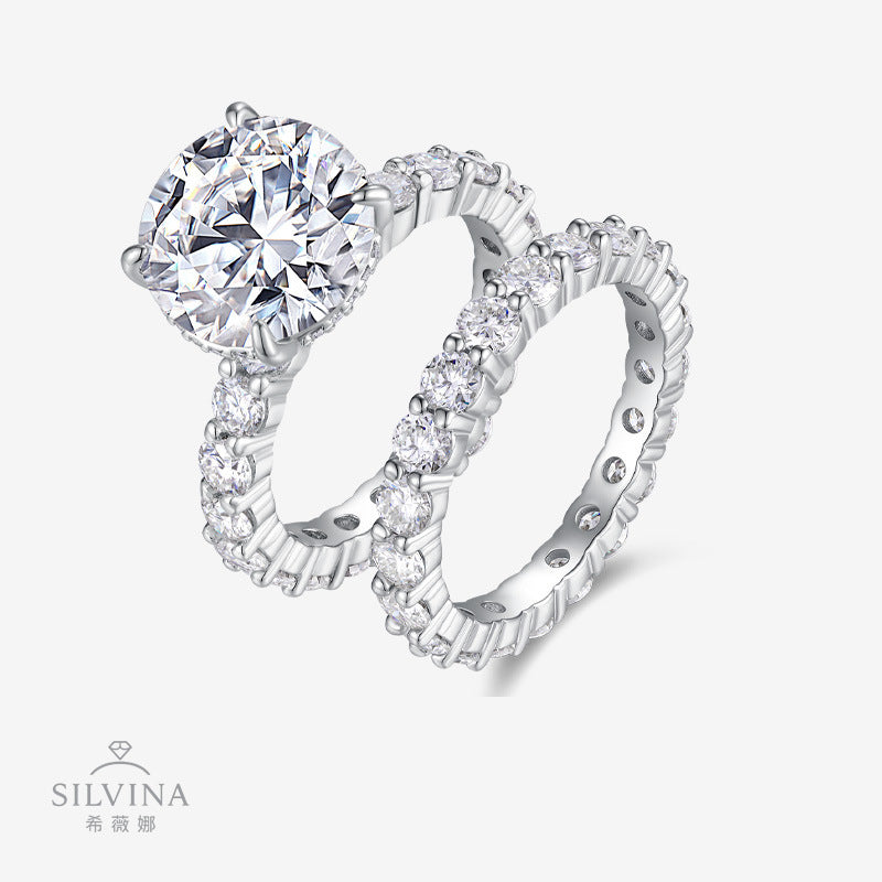 叠戴莫桑石叠戴戒指精工豪镶轻奢时尚求婚定婚戒