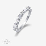 新品S925纯银圆形D色莫桑石个性简约时尚手饰戒指女指圈