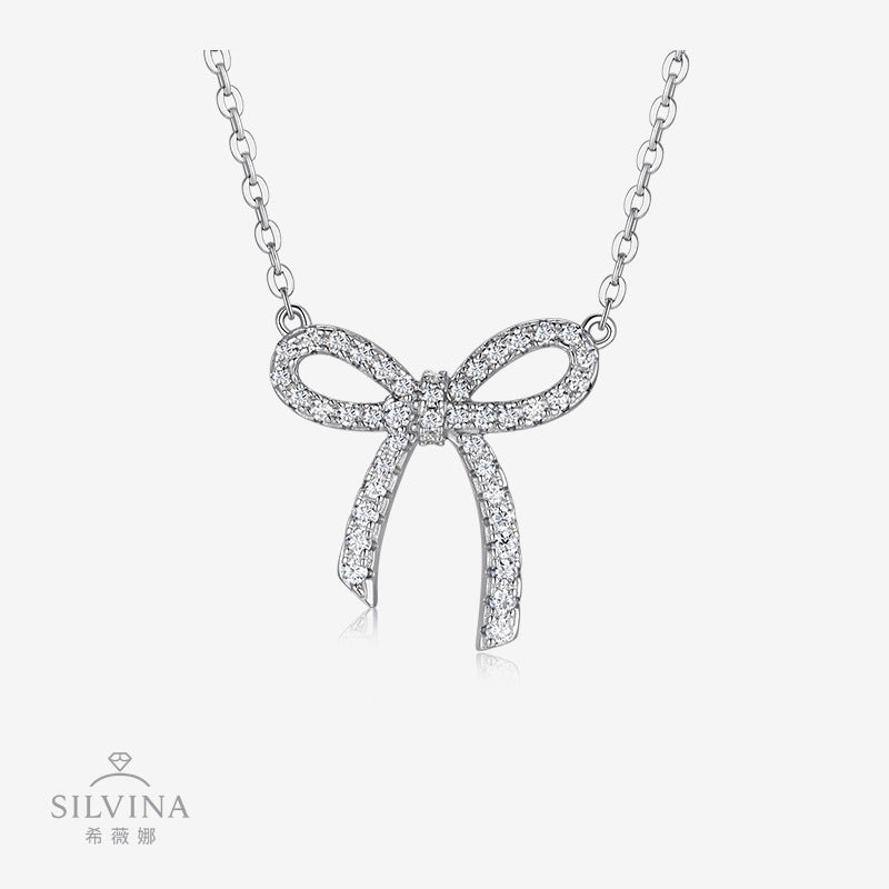 精美蝴蝶结项链甜美百搭小巧设计感冷淡风女锁骨链吊坠