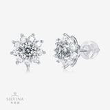 满镶雪花太阳花耳钉女轻奢时尚气质网红同款通勤显瘦耳环耳饰