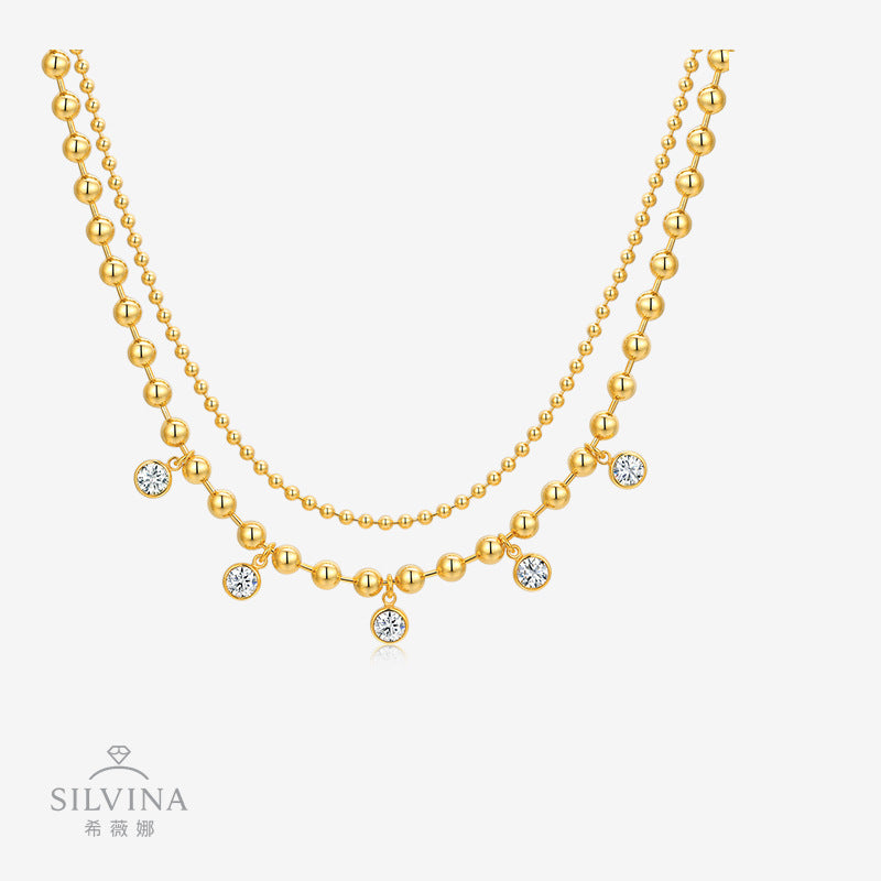 新款流苏S925纯银镶嵌莫桑石项链简约设计轻奢锁骨链女款