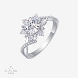 分销莫桑石戒指女轻奢925纯银镀18K金求婚订婚戒指