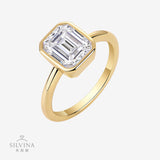 热销S925银镀金色指新款莫桑石时戒指女婚戒