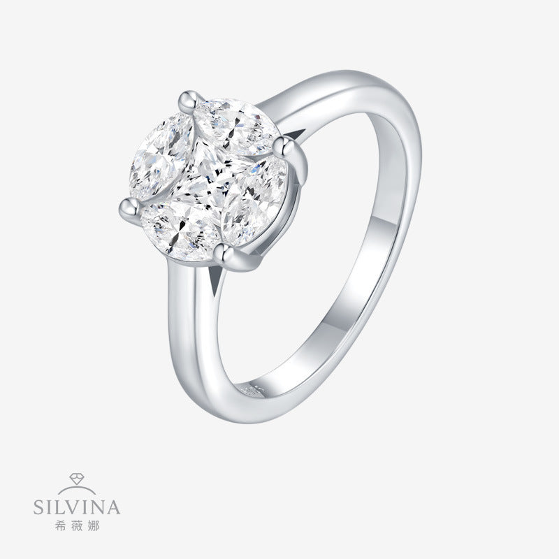 新款纯银轻奢S925纯银戒指时尚设计感方形不规则指环女