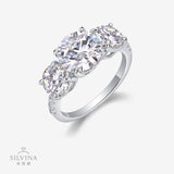 s925纯银戒指女戒镀铂金戒指 风三生石奢华3克拉莫桑石男女戒