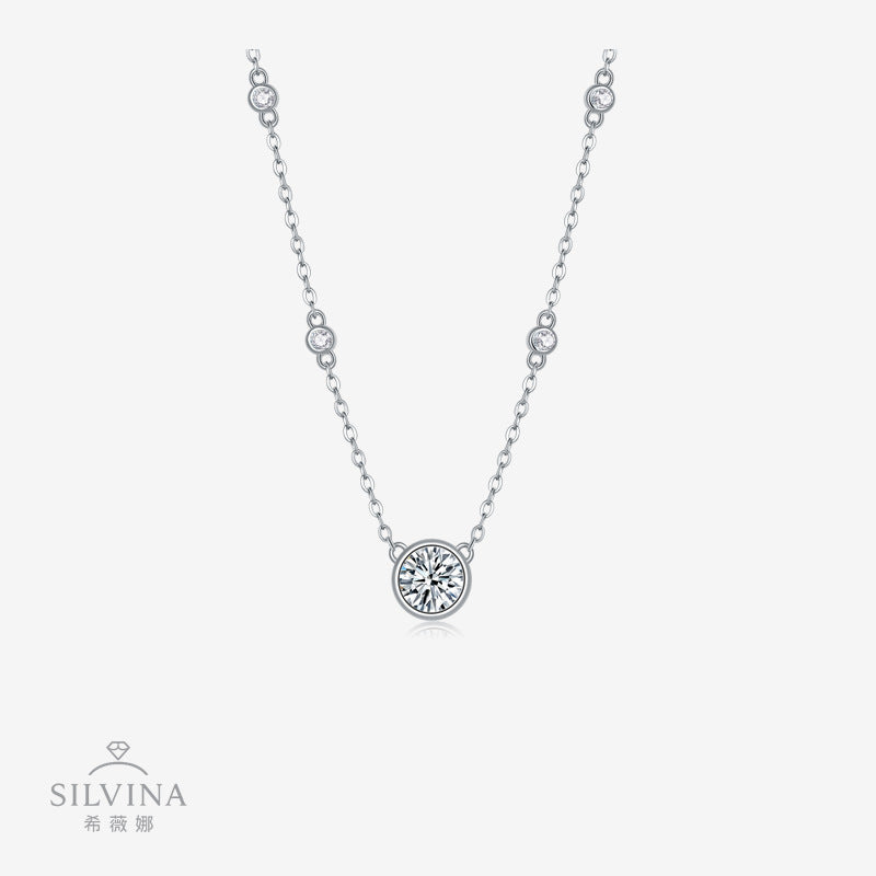 s925银莫桑石自然遐想吊坠项链时尚轻奢项链吊坠