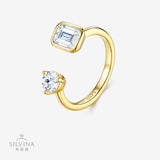 新款S925纯银镀金莫桑石戒指时尚轻奢气质复古指环女式