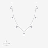 s925银莫桑石十字架吊坠项小众项链