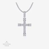 新款S925银莫桑石嘻哈十字架吊坠潮流时尚百搭项链男