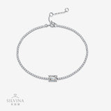 精工纯银925银镀白金适合日常佩戴轻奢莫桑石手链女