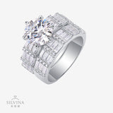 S925银精致戒指饰品莫桑石组合叠戴戒子