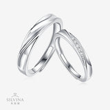 共渡爱河s999纯银戒指简约轻奢微镶莫桑石足银情侣指环情人节对戒