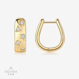 S925银U形耳环莫桑石耳圈饰品时尚百搭