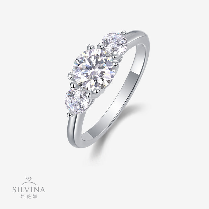 莫桑石戒指S925纯银女士经典时尚求婚戒指货源婚戒