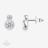 新款S925纯银莫桑石双头耳钉时尚百搭设计感耳饰品耳环女