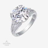 精工镶嵌大克拉戒指闪耀时尚S925银莫桑石闭口