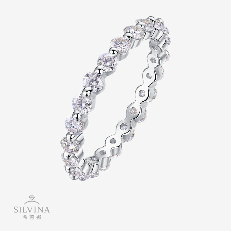 新款S925银莫桑石浑身闭口满圈