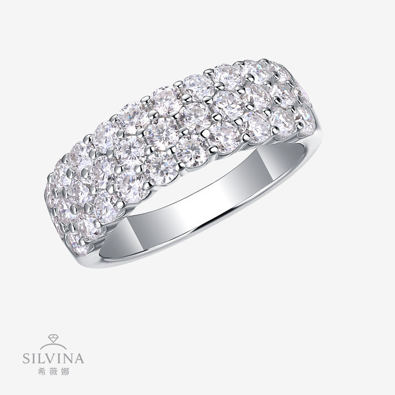 满镶半圈莫桑石925纯银时尚轻奢女戒婚戒