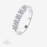 2025年新款极简主义排戒S925纯银波纹指环莫桑石叠戴戒指女