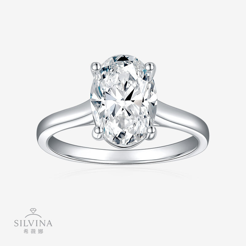 S925纯银戒指闭口鹅蛋全莫桑戒指