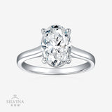 S925纯银戒指闭口鹅蛋全莫桑戒指