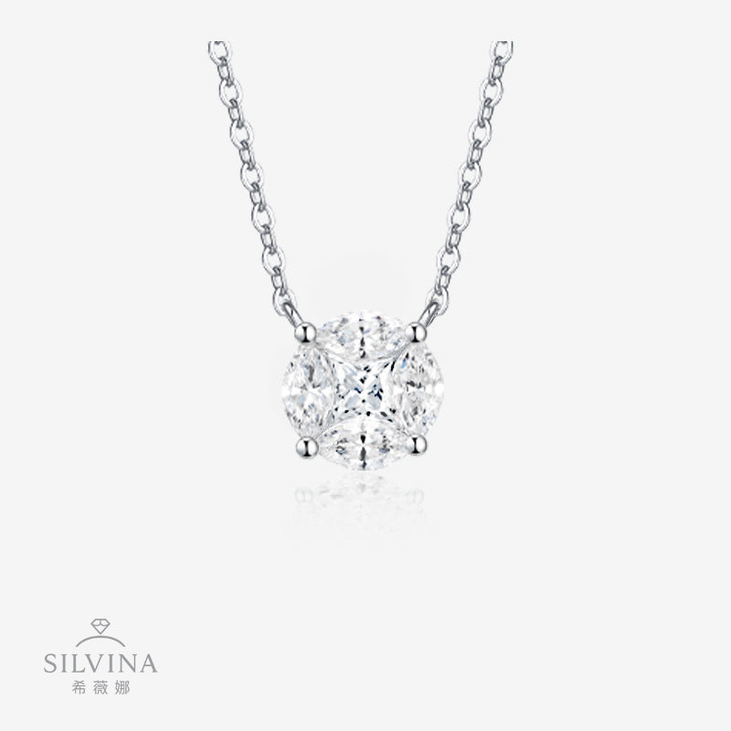 新款S925纯银四爪项链时尚轻奢小众八心八箭爆闪锁骨链女