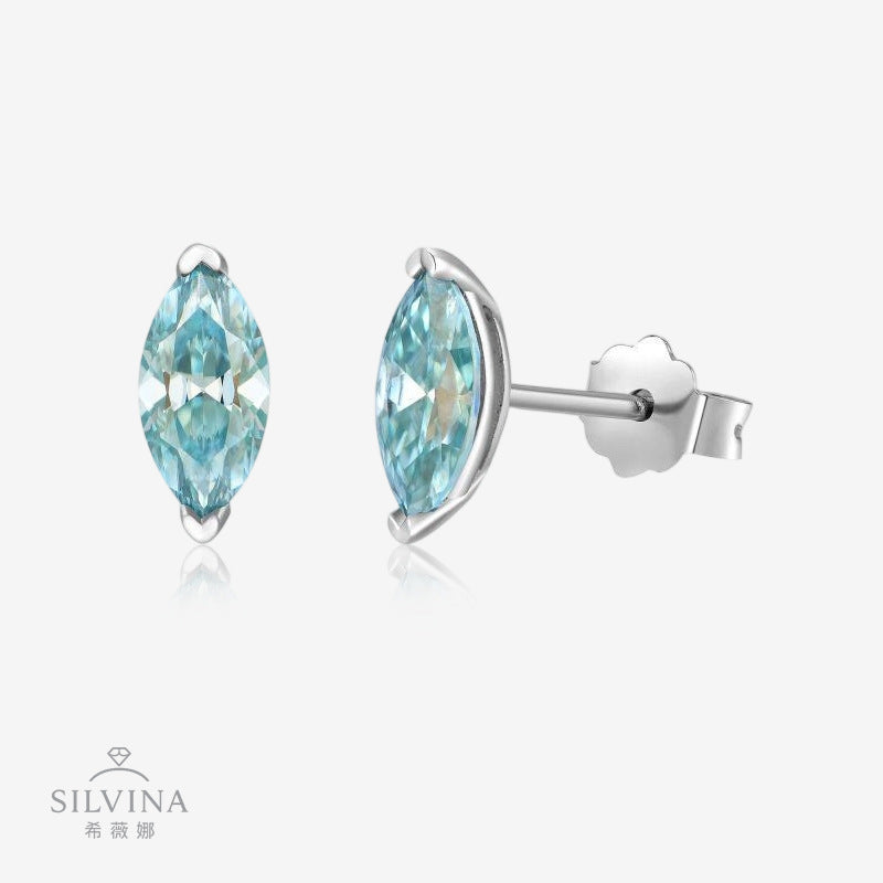 新款S925银4*6mm迷你马眼形小耳钉时尚气质耳饰女