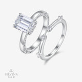 叠戴OEM ODM闭口女士叠戴戒指 S925纯银D色莫桑石电镀18k白金套戒