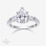 新款S925纯银戒指莫桑石豪镶闭口梨形女戒