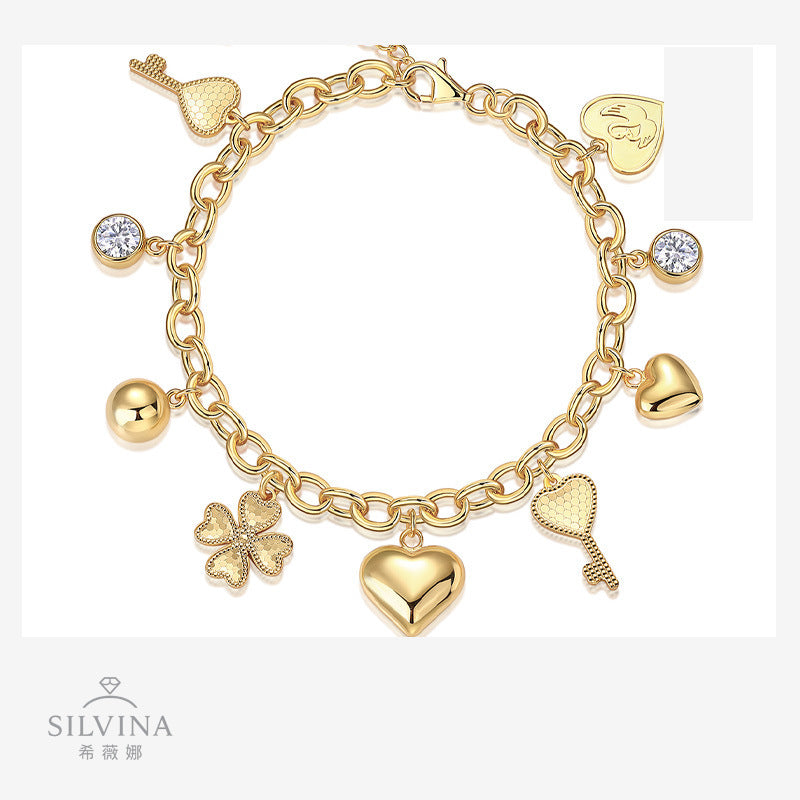 轻奢小众精致手链流苏金色纯银D色莫桑石菜花链条