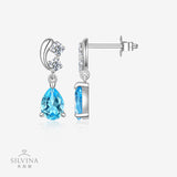 新款饰品S925银天然海蓝宝耳坠耳钉轻奢耳饰耳环女