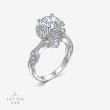 直供 S925银莫桑石戒指简约小众戒子女花朵款指环婚戒