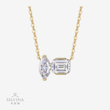 s925银异形莫桑石吊坠马眼组合吊坠项链女