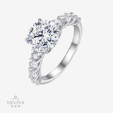 全莫桑女士时尚戒指 S925纯银D色莫桑石纯手工电镀18k戒指