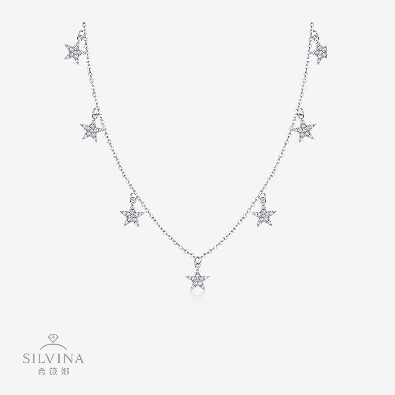 s925银莫桑石星星之恋吊坠项链星星项链