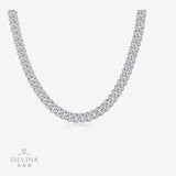 古巴链 s925银D色莫桑石K白/K黄8mm古巴项链