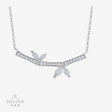 代发纯银笑脸蝴蝶结项链女锁骨链莫桑石白金吊坠