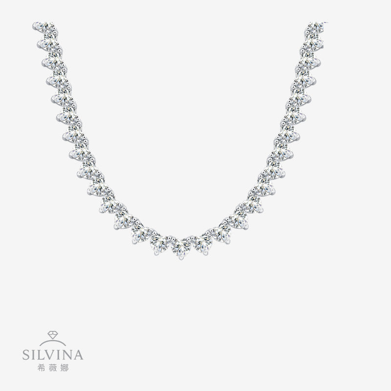 巴洛克925纯银网球项链单排时尚轻奢高级嘻哈款项链女