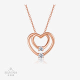 S925纯银爱心简约饰品项链女时尚小众设计感玫瑰金吊坠项链女