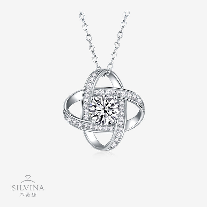 金牌s925银莫桑石镀18k白金吊坠项链工