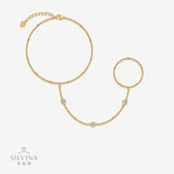 S925银双圈手链莫桑石链子锁骨链手链戒指组合