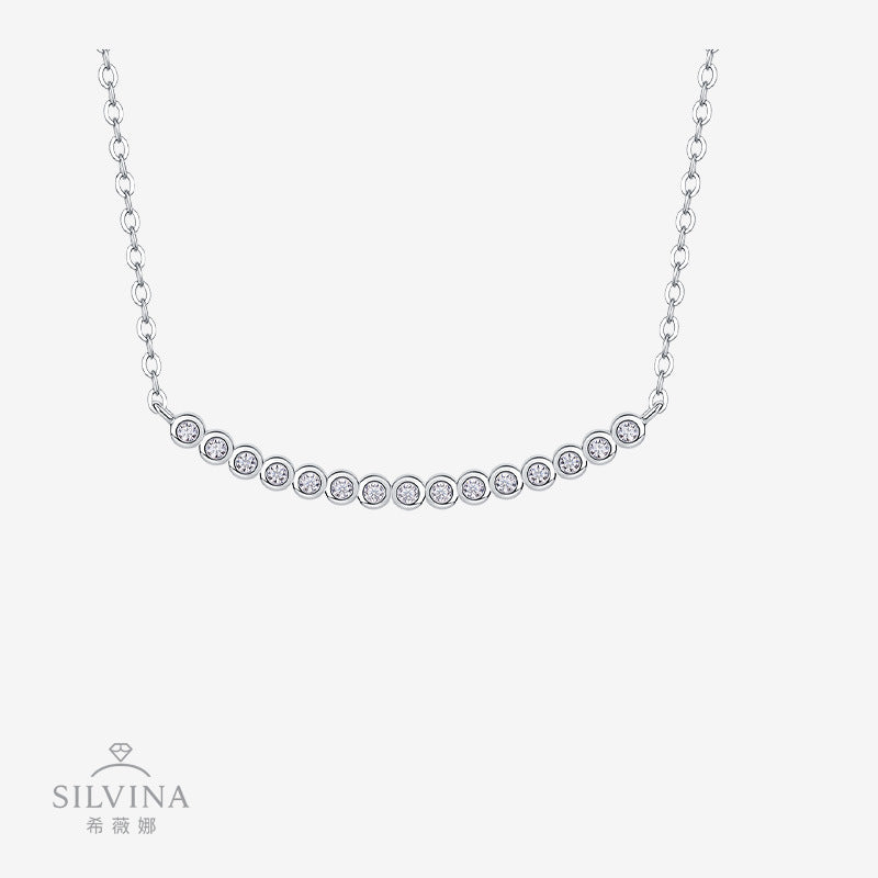 一字型s925银莫桑石吊坠时尚吊坠项链纯银吊坠送女朋友礼物