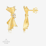 国潮风新款工艺裙摆耳钉S925纯银莫桑点缀个性百搭气质耳饰品女款