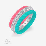 新款莫桑石彩色硅胶叠戴时尚简约批