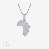 新款925纯银电镀镶嵌吊坠地图嘻哈HIPHOP饰品项链男