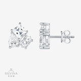 新款S925纯银几何形莫桑石耳钉小众轻奢气质耳环耳饰品女